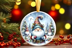 Winter Gnomes Round Ornament Sublimation PNG Product Image 1