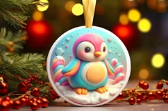 Pastel Penguin Round Sticker Sublimation PNG Product Image 3