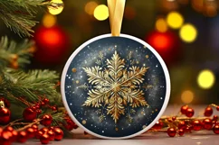 Snow Flake Christmas Round Cute Ornament Sublimation Product Image 2