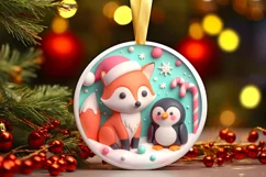 Round Christmas Ornament Sublimation|Clipart Product Image 2