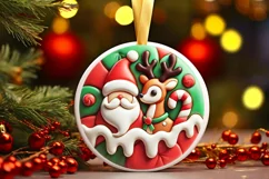 Round Christmas Ornament Sublimation|Clipart Product Image 2