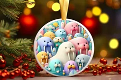Round Christmas Ornament Sublimation|Clipart Product Image 1