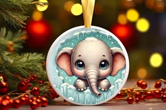 Round Christmas Ornament Sublimation|Clipart Product Image 2