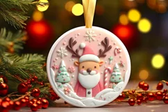 Round Christmas Ornament Sublimation|Clipart Product Image 2