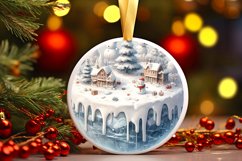 Winter Scene Happy New Year Round Ornament Sublimation PNG Product Image 3