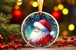 Santa Watercolor Round Ornament Sublimation PNG Product Image 1