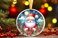 Santa Watercolor Round Ornament Sublimation PNG Product Image 3