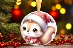 a Cute Pastel Baby Squirrel Winter Ornament Sublimation PNG Product Image 1