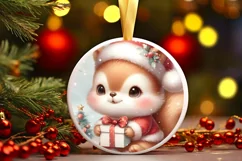 a Cute Pastel Baby Squirrel Winter Ornament Sublimation PNG Product Image 3