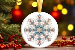Snow Flake Christmas Round Cute Ornament Sublimation Product Image 2