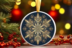 Snow Flake Christmas Round Cute Ornament Sublimation Product Image 2