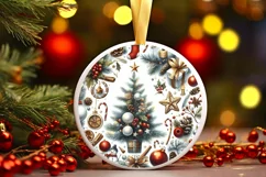 Round Christmas Ornament Sublimation|Clipart Product Image 1