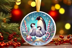 Round Christmas Ornament Sublimation|Clipart Product Image 2