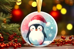 a Colorful Penguin Winter Ornament Sublimation PNG Product Image 1