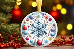 a Snowflake Christmas Ornament Sublimation PNG Product Image 3