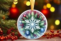 a Snowflake Christmas Ornament Sublimation PNG Product Image 1