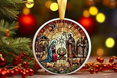 Round Christmas Ornament Sublimation|Clipart Product Image 2