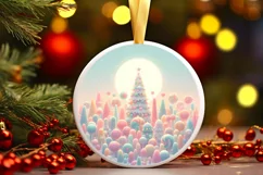 a Pastel Candy Christmas Scene Sublimation PNG Product Image 1