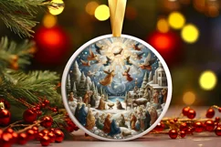 Round Christmas Ornament Sublimation|Clipart Product Image 1