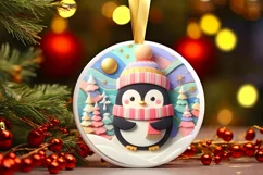 Cheerful Penguin Winter Ornament Sublimation PNG Product Image 1