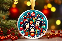 Round Christmas Ornament Sublimation|Clipart Product Image 2