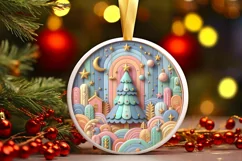 Joyful Christmas Tree Ornament Sublimation PNG Product Image 3