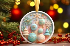 Round Christmas Ornament Sublimation|Clipart Product Image 1