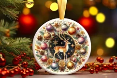 Round Christmas Ornament Sublimation|Clipart Product Image 1
