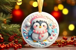 a Pastel 3D Christmas Penguin Sublimation PNG Product Image 3