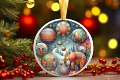 Round Christmas Ornament Sublimation|Clipart Product Image 1
