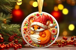 Round Christmas Ornament Sublimation|Clipart Product Image 2