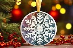 a Colorful Pastel Snowflake Christmas Ornament Sublimation Product Image 1