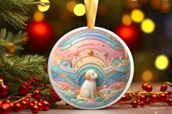 Colorful Pastel Round Scene with Dog and Material JPEG Product Image 1