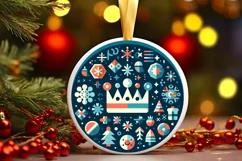 Round Christmas Ornament Sublimation|Clipart Product Image 2