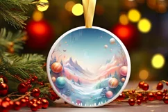 Round Christmas Ornament Sublimation|Clipart Product Image 1