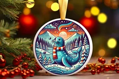 Round Christmas Ornament Sublimation|Clipart Product Image 1