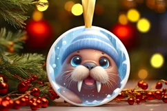 Round Christmas Ornament Sublimation|Clipart Product Image 2
