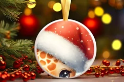Baby Giraffe Winter Scene Sublimation PNG Product Image 1