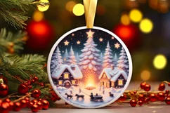 Detailed Christmas Candy Scene Round Ornament Sublimation Product Image 3