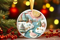Colorful Pastel Round Christmas Scene with Duck 3D Material Product Image 2