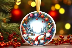 Winter Gnomes Round Ornament Sublimation PNG Product Image 3