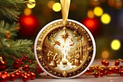 Round Christmas Ornament Sublimation|Clipart Product Image 2