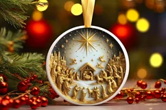 Round Christmas Ornament Sublimation|Clipart Product Image 2