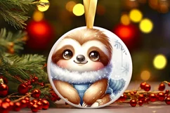 Baby Sloth Winter Scene Sublimation PNG Product Image 1