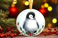 Watercolor Penguin Winter Scene Sublimation PNG Product Image 1