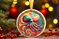 Round Christmas Ornament Sublimation|Clipart Product Image 1