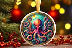 Round Christmas Ornament Sublimation|Clipart Product Image 1