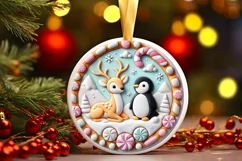 Round Christmas Ornament Sublimation|Clipart Product Image 2