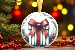 Watercolor Gift Round Ornament Sublimation PNG Product Image 3