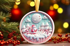 Round Christmas Ornament Sublimation|Clipart Product Image 2